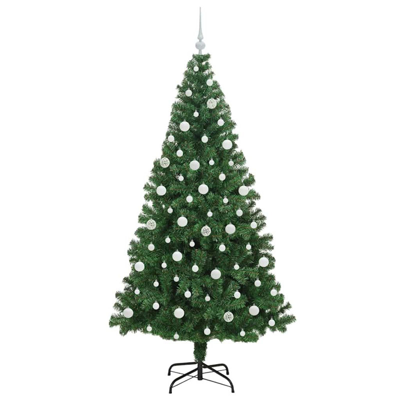 vidaXL Artificial Christmas Tree with 300 LEDs with Stand Green, 6.89 ft