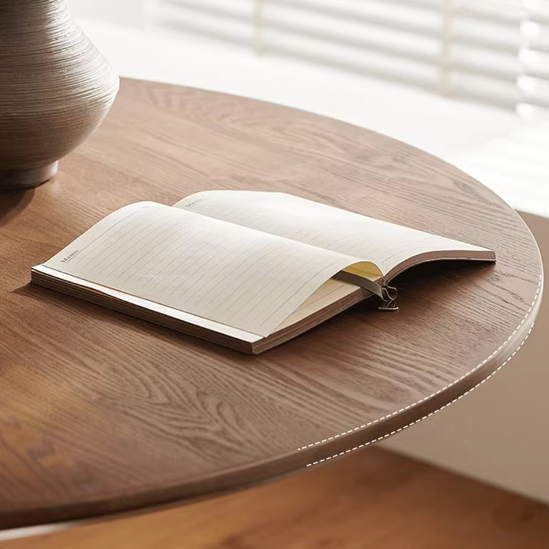 Retro-Inspired Round Solid Wood Dining Table