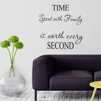 2022 Spent With Family Is Worth Evey Second Wall Stickers Decals Family Wall Decals Vinyl Decal Removable Letters Wall Decorations (Black)