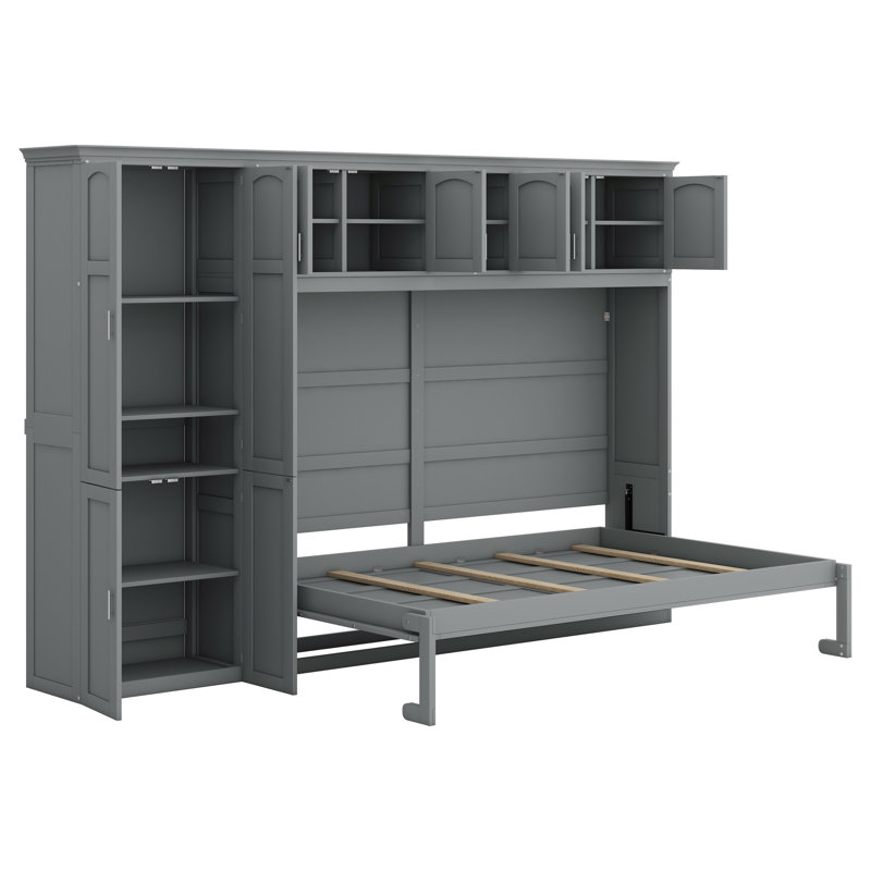 Lit escamotable mural avec armoires Murphy, Gris