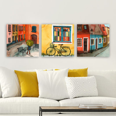 Superbe ensemble de peinture sur toile décorative (3 pièces), 100% toile, taille totale: 11,8 x 35,4 pouces | 100% cadre en bois, épaisseur: 1,2 po | Parfait pour le salon, la chambre à coucher et le bureau, collection d'art accrocheuse