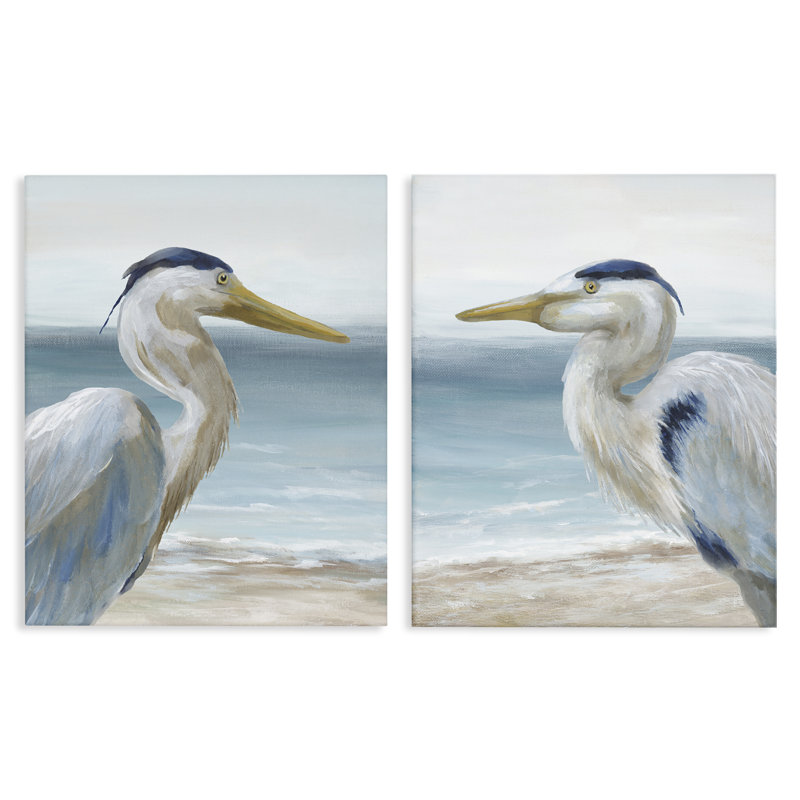 Ensemble de 2 toiles Tranquil Gaze Herons, design par Nan, H 30 po x l 24 po