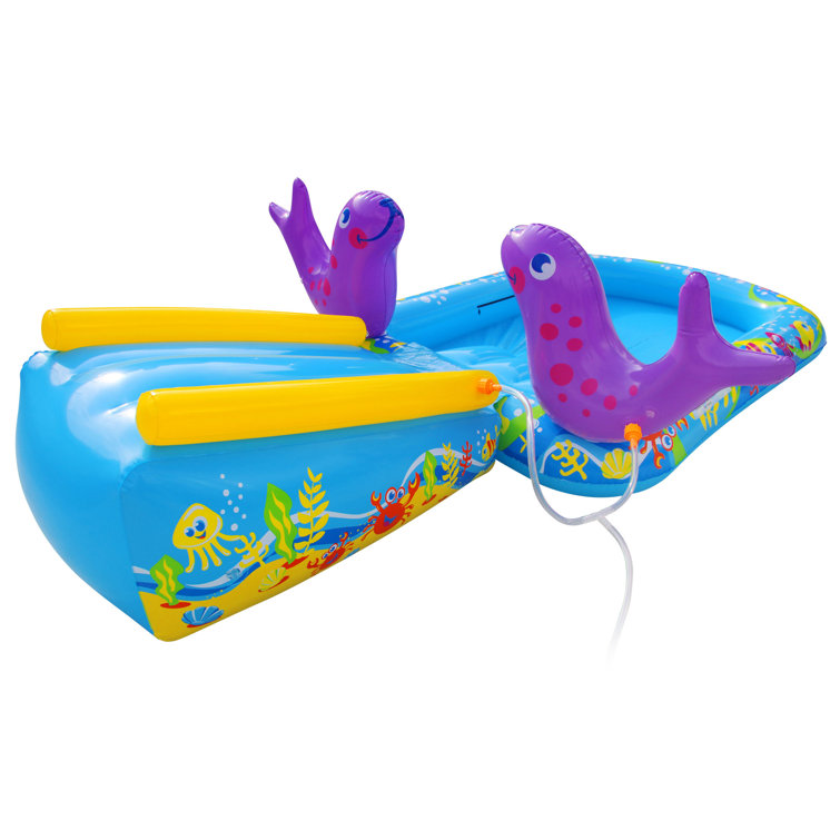 Banzai Inflatable Outdoor My First Water Slide & Splash Pool with Seal Sprinkler