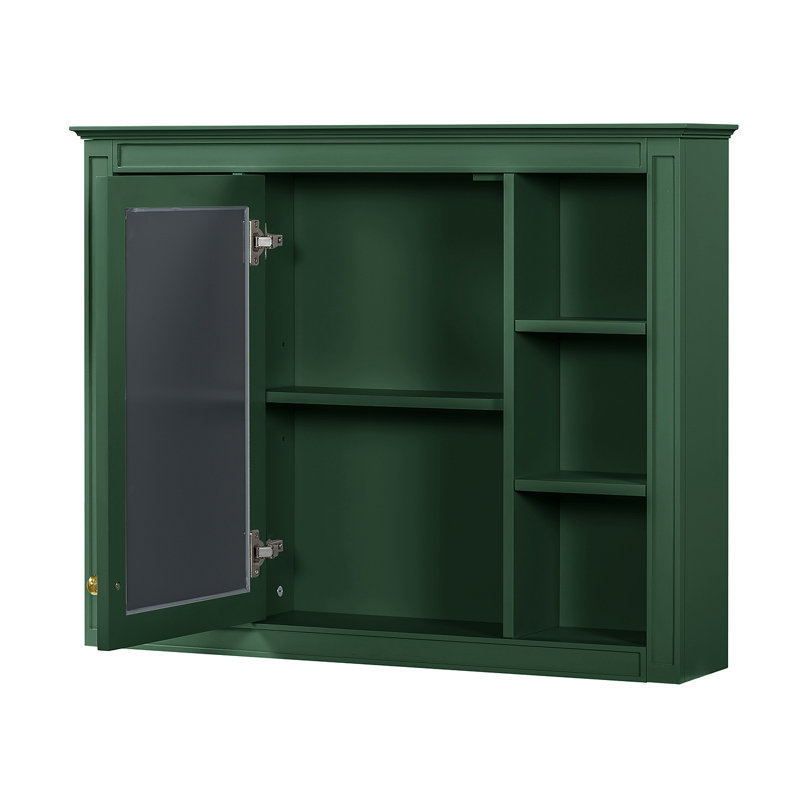 Armoire à pharmacie de 35 po x 27,5 po, armoire de rangement murale pour salle de bain, armoire de salle de bain moderne avec miroir, armoire à miroir avec 6 tablettes ouvertes (meuble-lavabo non inclus)