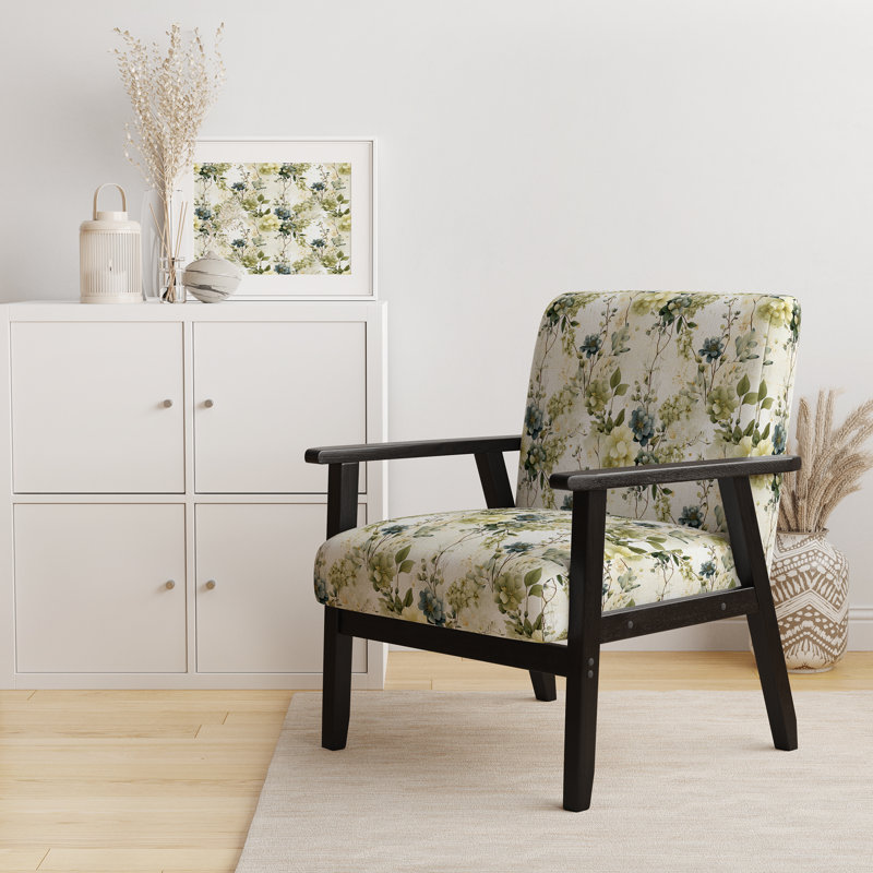 Fauteuil d'appoint rétro et décontracté D, Rêves botaniques verts