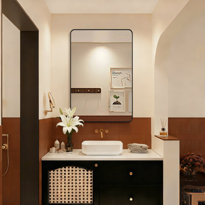 Miroir mural noir 24 po x 36 po avec cadre en métal