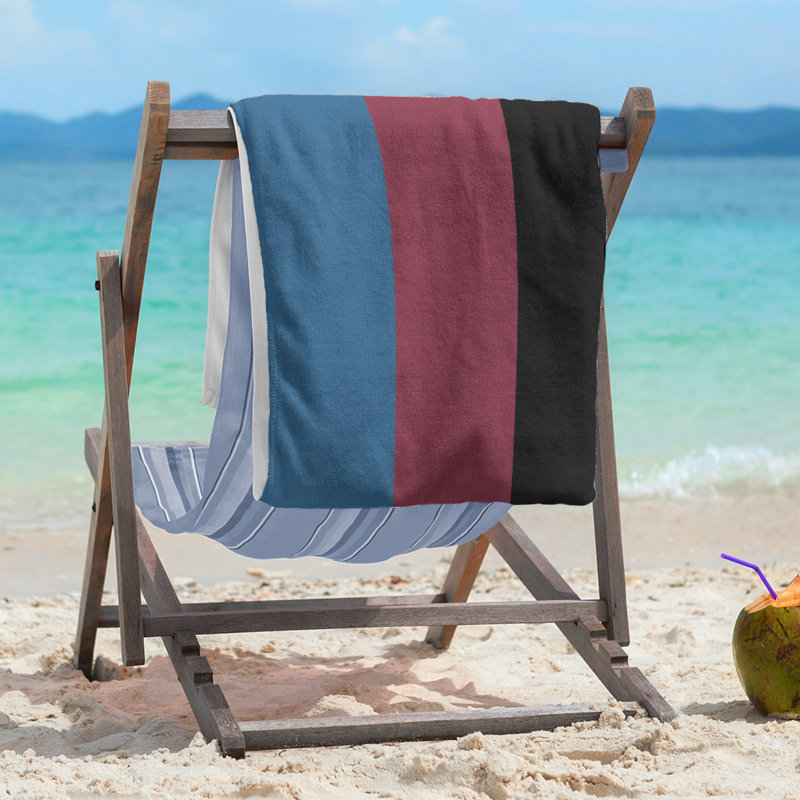 Columbus Lightweight Beach Towel, Microfiber, Blue/Burgundy/Black