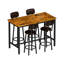 Ensemble de table de bar 5 pièces à hauteur de comptoir avec 4 tabourets de bar, ensemble de salle à manger avec îlot de cuisine industriel avec plateau en faux marbre / bois, ensemble de table de pub avec structure en métal pour petite cuisine-129444783-129444782-129444780-129444786