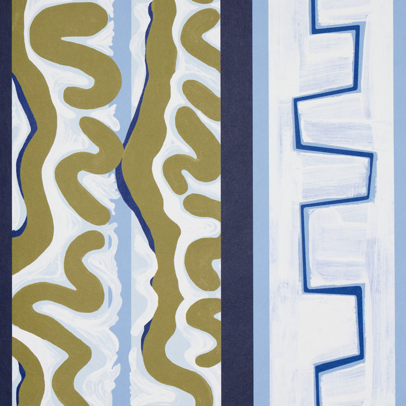 Papier peint Schumacher x Backdrop Night At The Opera, Bleu profond / olive