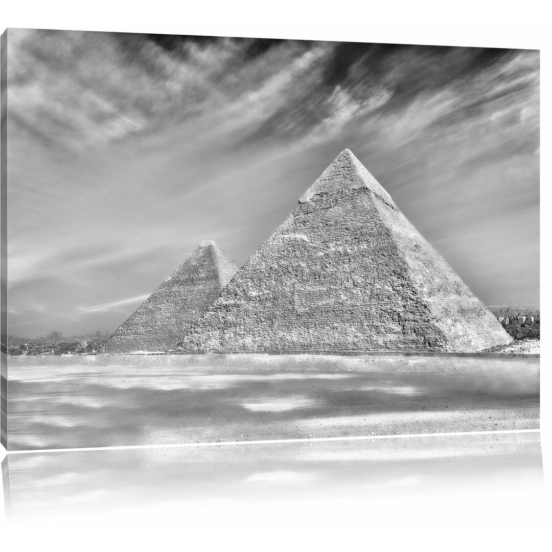 Leinwandbild Ägypten Weltwunder Pyramiden von Gizeh in Monochrom