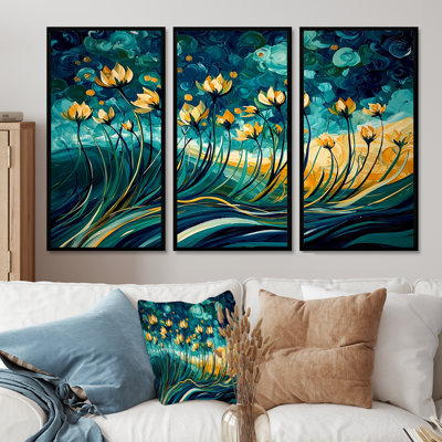 Ensemble de salon vert et jaune Herbes Chive Symphony I - Floral Herbs Wall Art