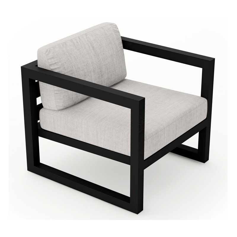 Avion Outdoor Lounge Chair, Cast Silver Sunbrella®, Black