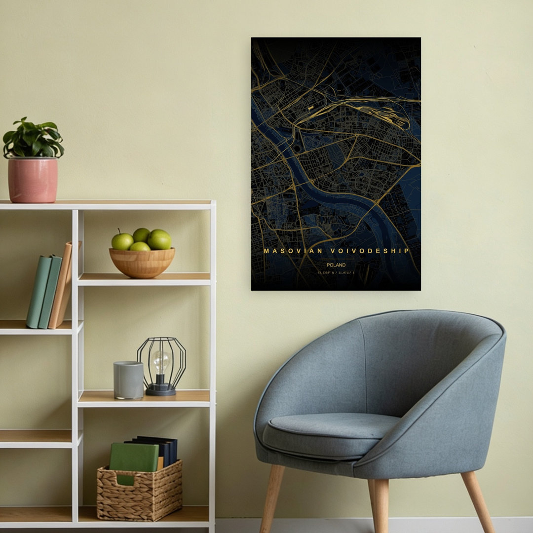 Warsaw Map Abstract Elegant Minimalist City Wall Art Print