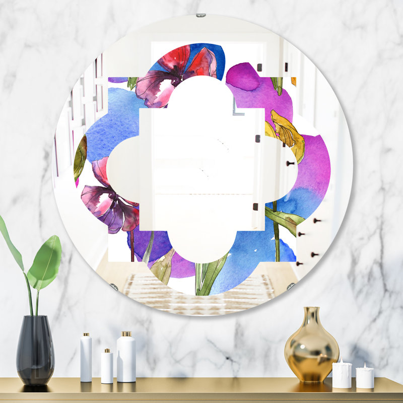 Miroir mural tulipe éclectique sans cadre, H 23,6 po x l 23,6 po