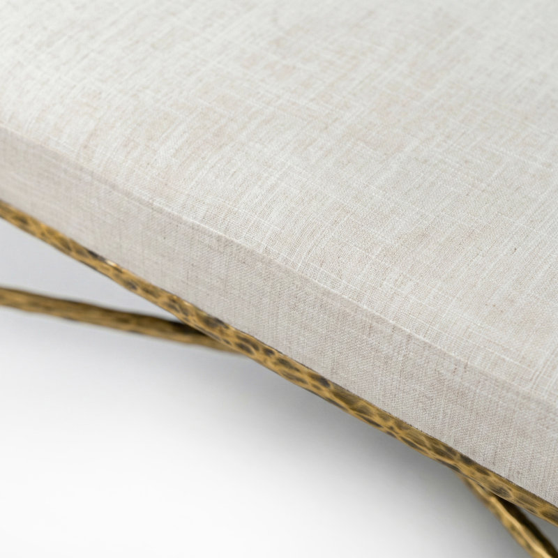 Lalia Modern Hammered Metal 3-Piece Bedroom Set, Matte Gold, 3 Pcs: Bed, Bench, Side Table, King