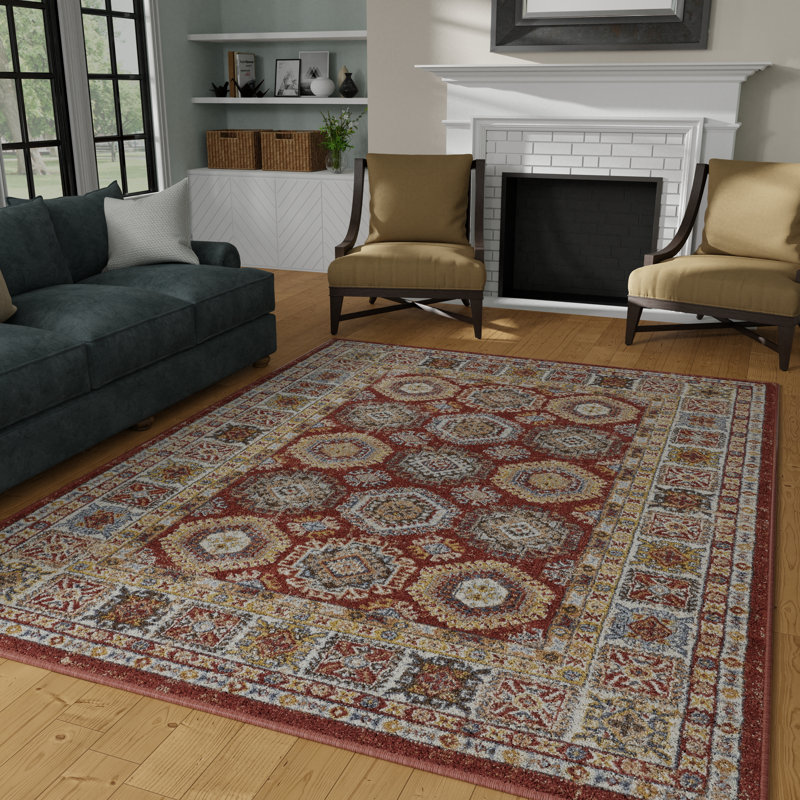 Tapis oriental en polypropylène tissé à la main Raavi, Rectangle 6 pi 7 po x 9 pi 2 po