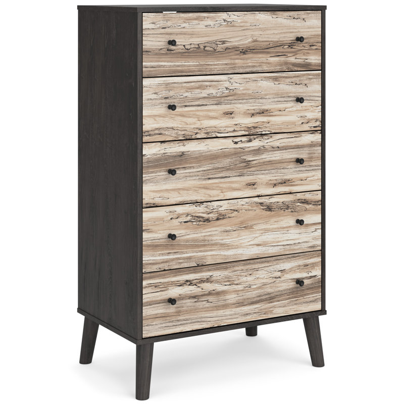 Piperton Two-Tone 5-Drawer Chest with Charcoal and Sugarberry Finish