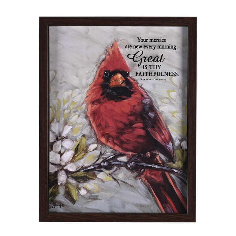 Framed Wall Art Red Cardinal His Mercies