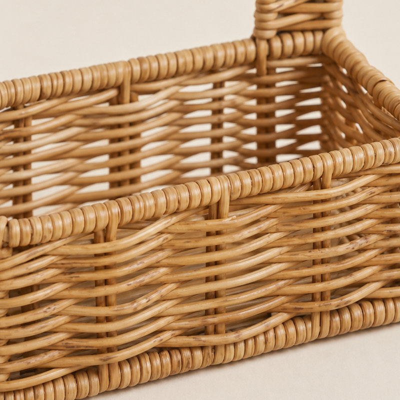 Porte-serviette en rotin tissé avec poivre et sel - Organisateur de table rustique pour la cuisine ou la salle à manger