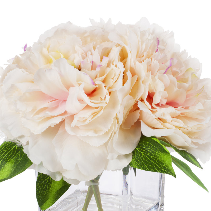 Silk Peony Arrangement in Vase, Peach