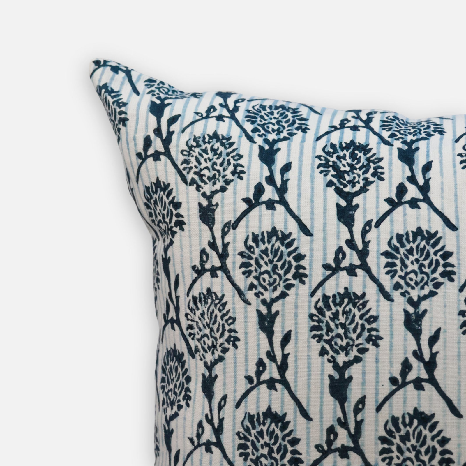 Linen Pillow Cover, Square 20", Navy/White Floral