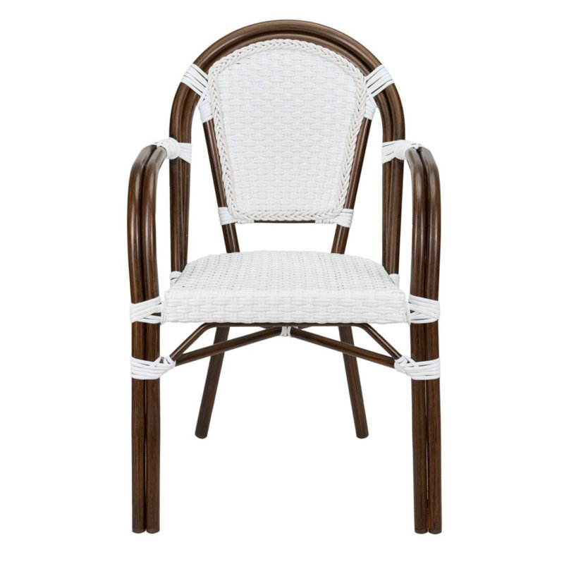 french Set Includes 40" Table and 4 Chairs with Arms by Chivari, White/Brown