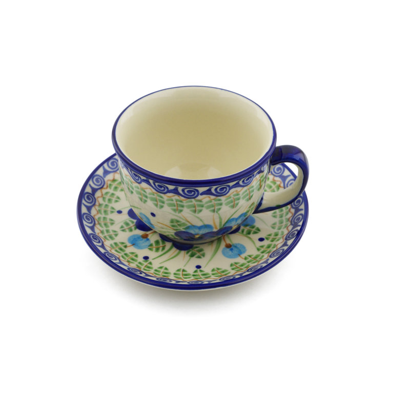 Tasse à thé et soucoupe Polish Pansy, Bleu Pansy