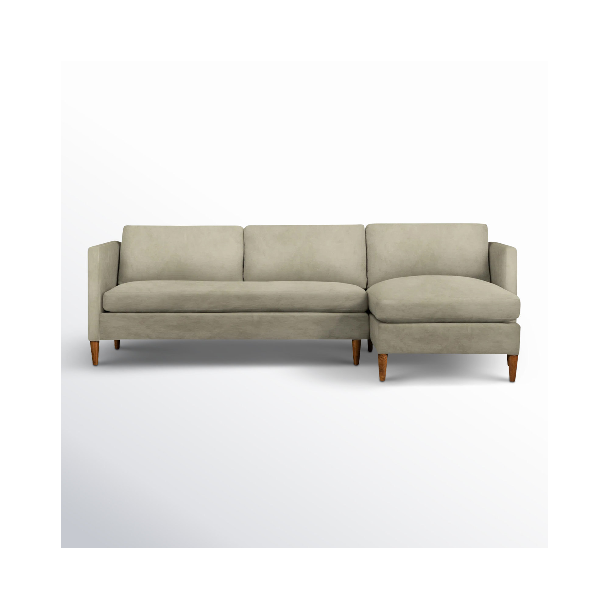 Clifford 2 - Piece Upholstered Custom Sectional, Right Hand Facing, Bella Beach Performance Velvet
