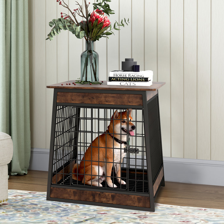 PawHut Modern Dog Crate End Table with Divider Panel for Large Dog and 2 Small Dogs, Gray