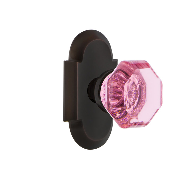 Cottage Plate with Waldorf Pink Door Knob, 2-3/8”, Timeless Bronze