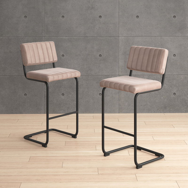 Tabouret Estes, Tabouret de bar (siège d'une hauteur de 30 po), Velours gris platine