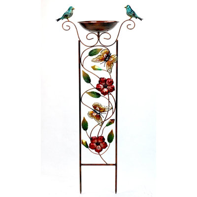 Trellis Shape With Flowers And Birds Bird Bath