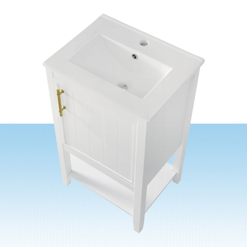 Meuble-lavabo simple avec comptoir Revaz 20, Blanc