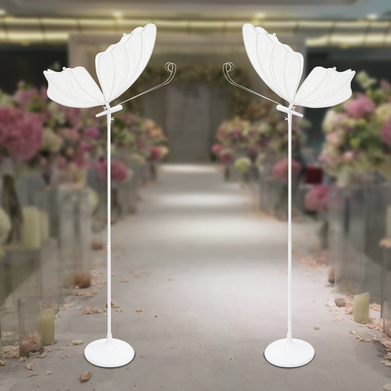 2Pcs Creative Wedding Decoration Elegant Butterfly LED Floor Lamp Silver Warm Light  for Wedding Christmas