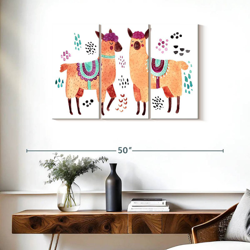 Colorful Llamas, 24" H x 38" W