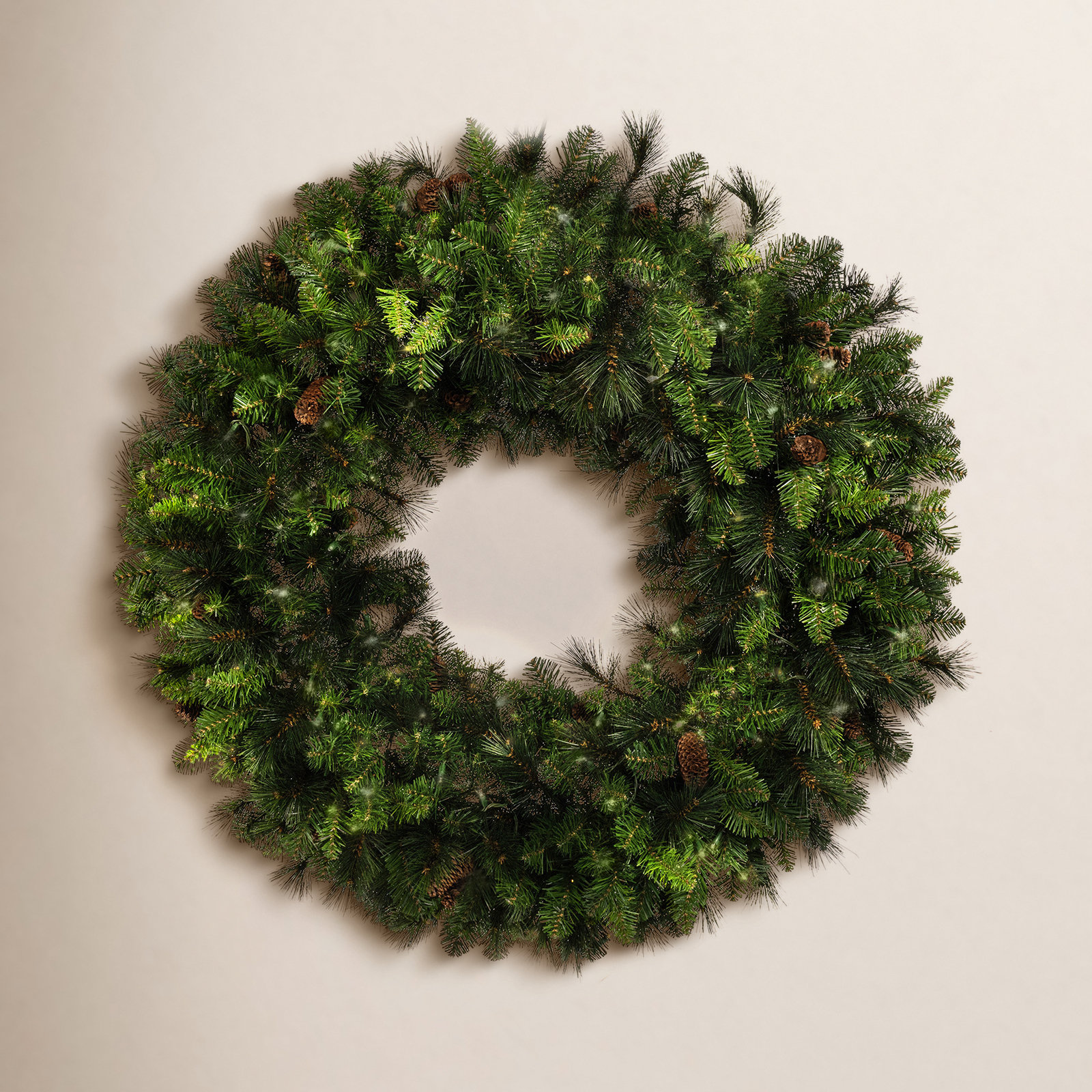 Faux Fir Lighted Wreath, 37" H x 13" W x 43" D