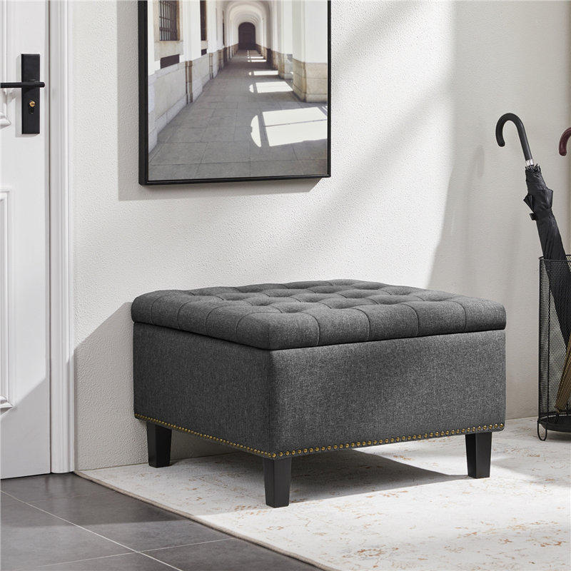 Lundry Linen Blend Upholstered Storage Bench