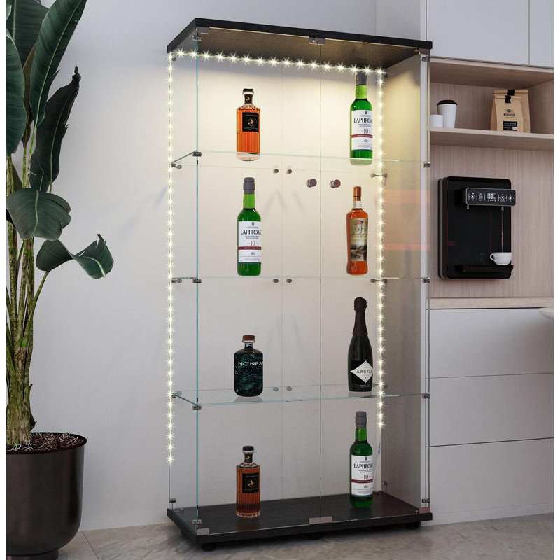 Armoire en verre trempé polyvalente avec fonctions intelligentes, armoire en verre trempé polyvalente pour tous les espaces