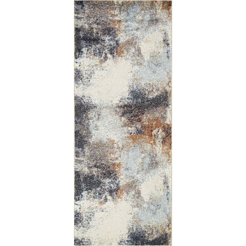 Zanyria Machine Woven Area Rug in Blue/Beige, Runner 2'5'' x 7'8''