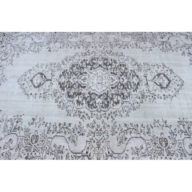 Grand tapis turc vintage beige pour les espaces de chambre à coucher et de salon de style bohémien