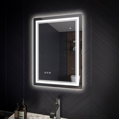 LED Bathroom Mirror with Front and Back Light,3 Colors Temperature & Dimmable, Anti-Fog Bathroom Vanity Mirror