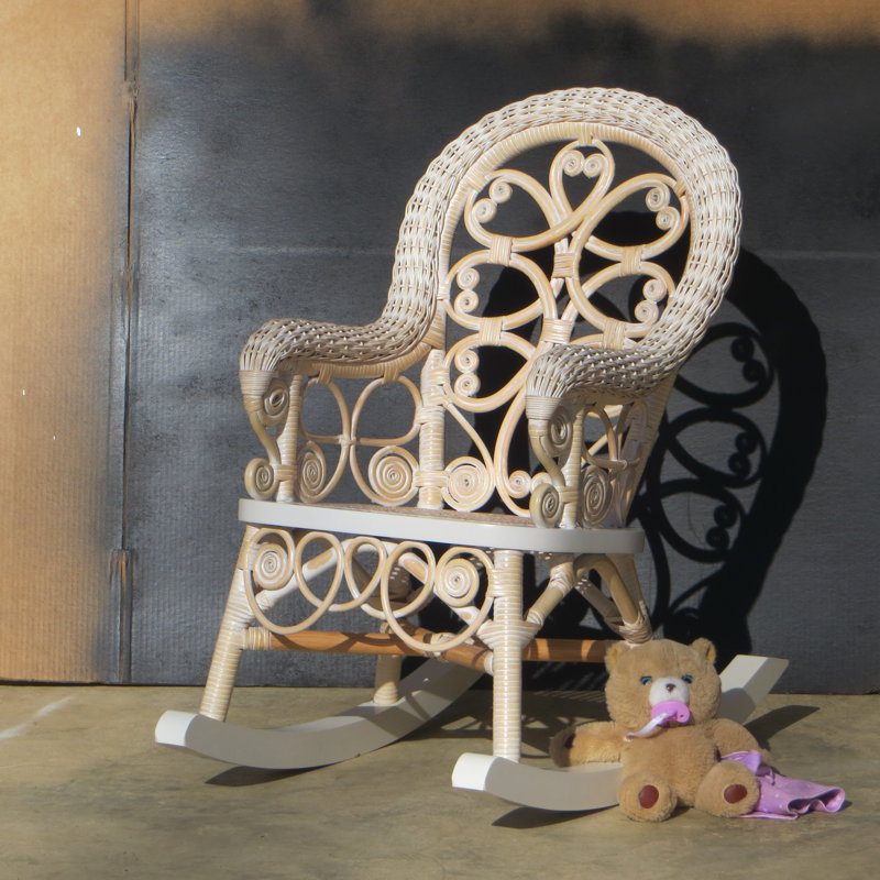 Deas Kid's Wicker Rocking Chair, Pink / White