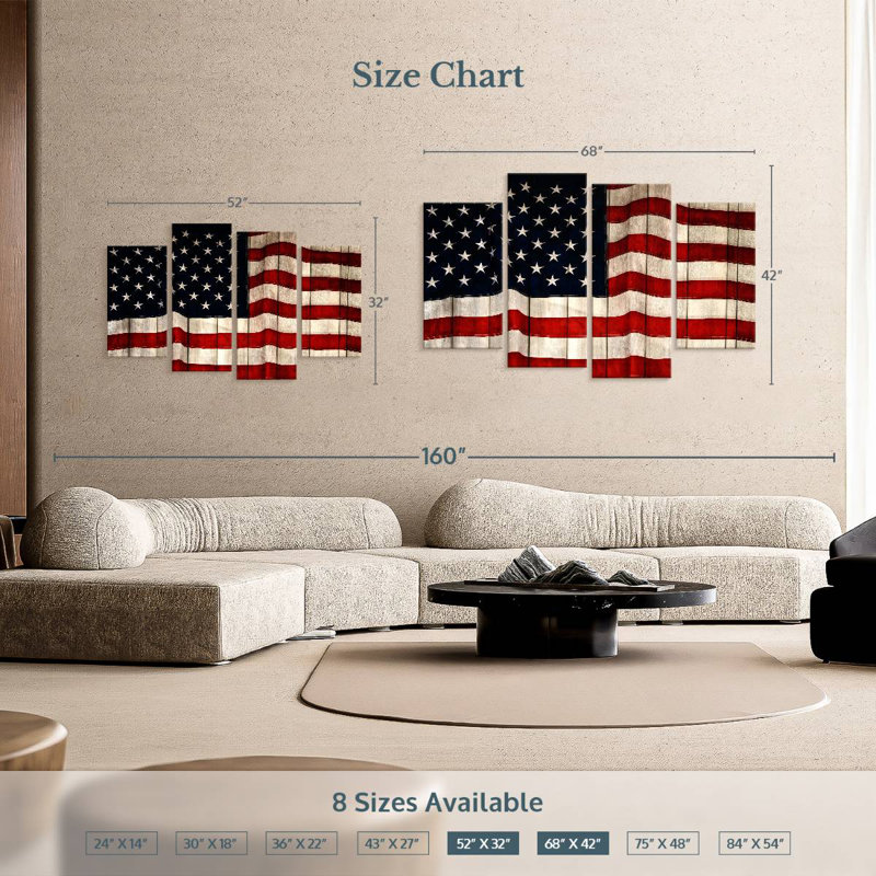 Borges Wavy Wooden USA Flag