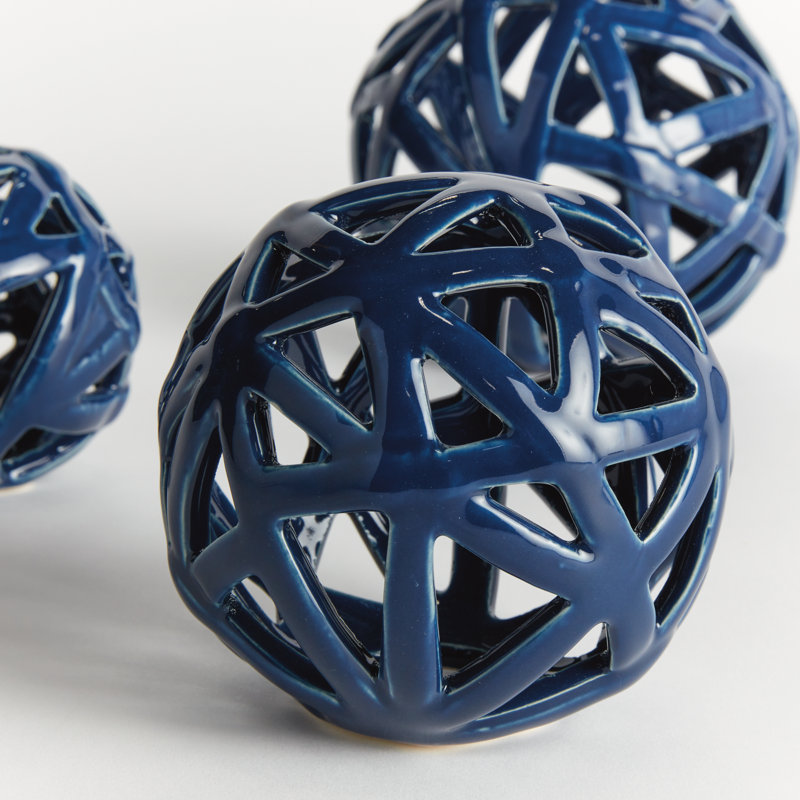 ALICIA METAL ORB, 5" H x 5" W x 5" D, Blue