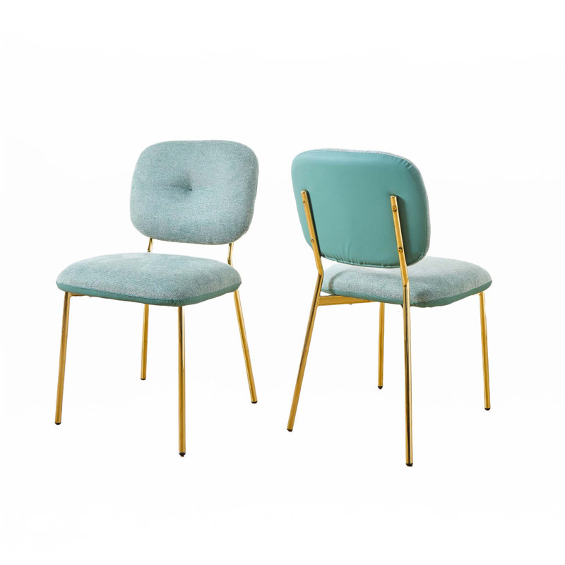 Ensemble de 2 chaises de salle à manger, Bleu, Or