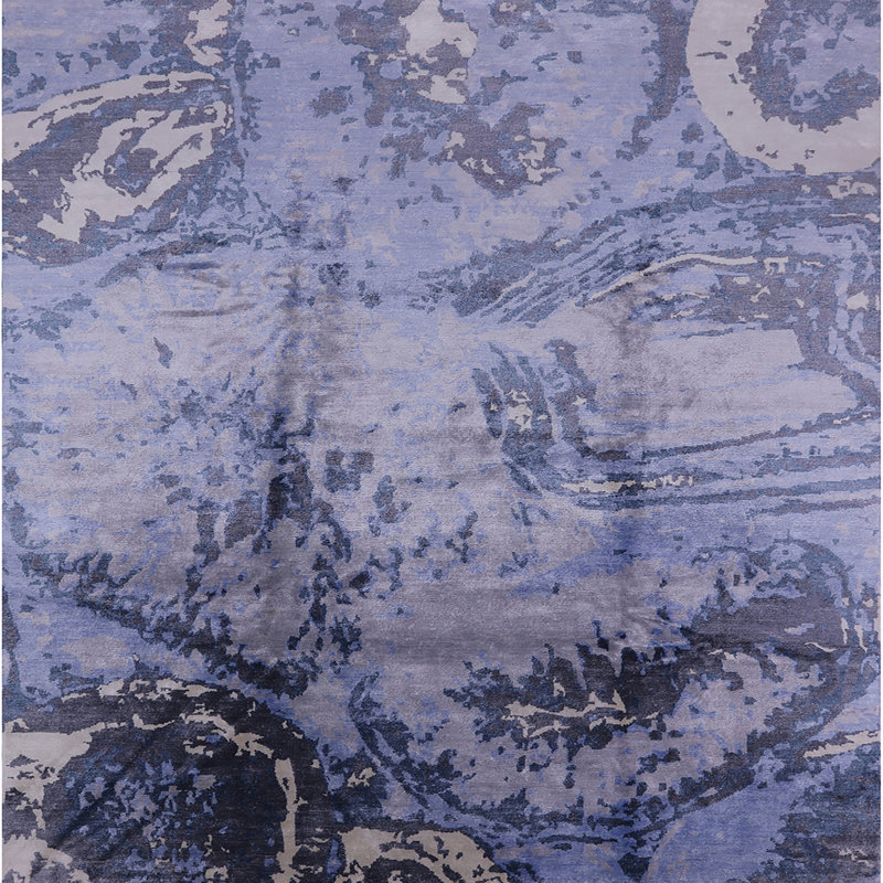 Tapis abstrait bleu, Carré 4 pi