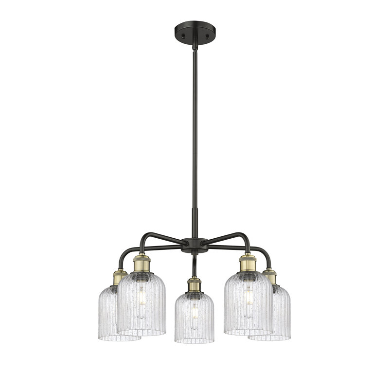 Ballston - Trig - 5 Light 23" Stem Hung Chandelier, Black Antique Brass, Seedy