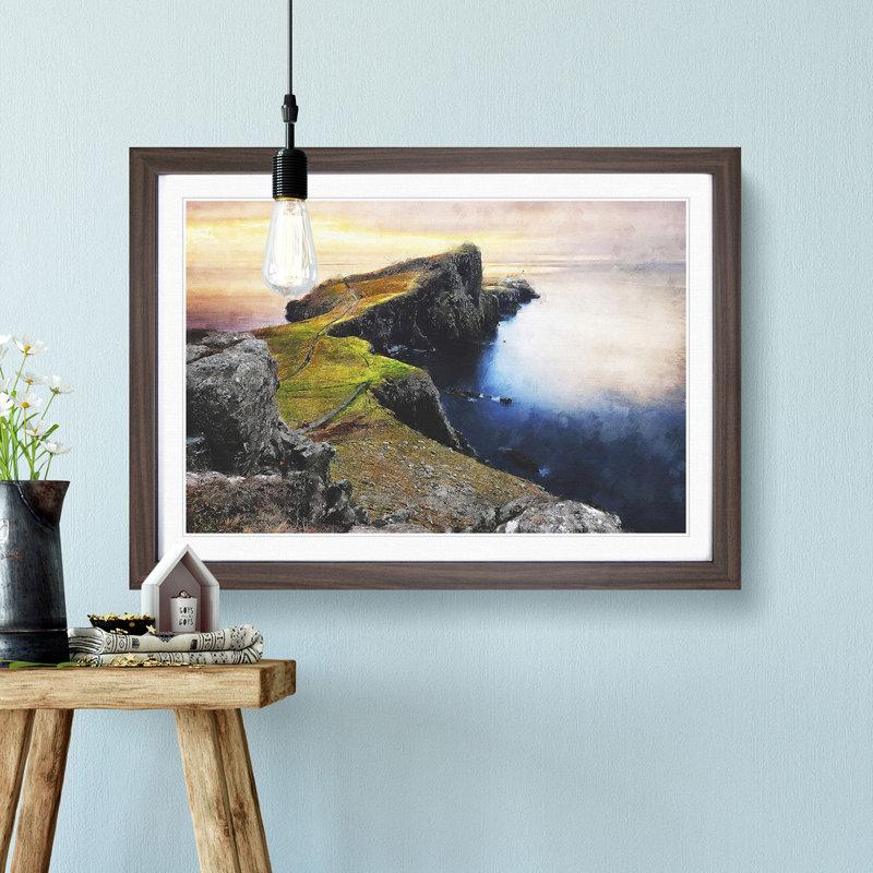 Lighthouse in the Isle of Skye - Picture Frame Photograph Print, Walnut Framed, 62cm H x 87cm W x 2cm D