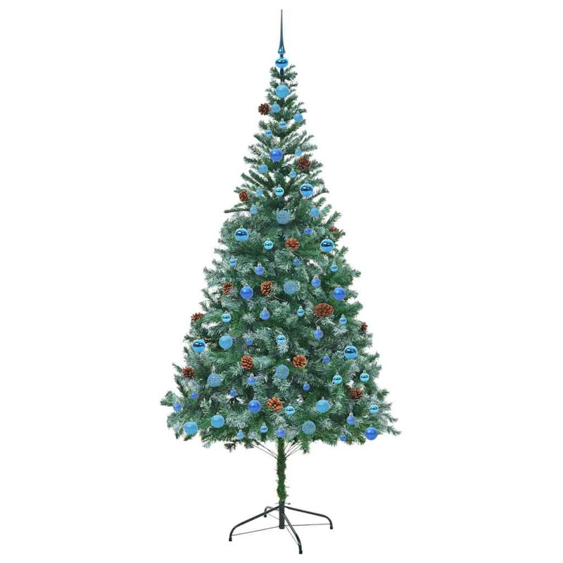vidaXL Artificial Christmas Tree with Stand Green PVC and Steel, 6.89 ft