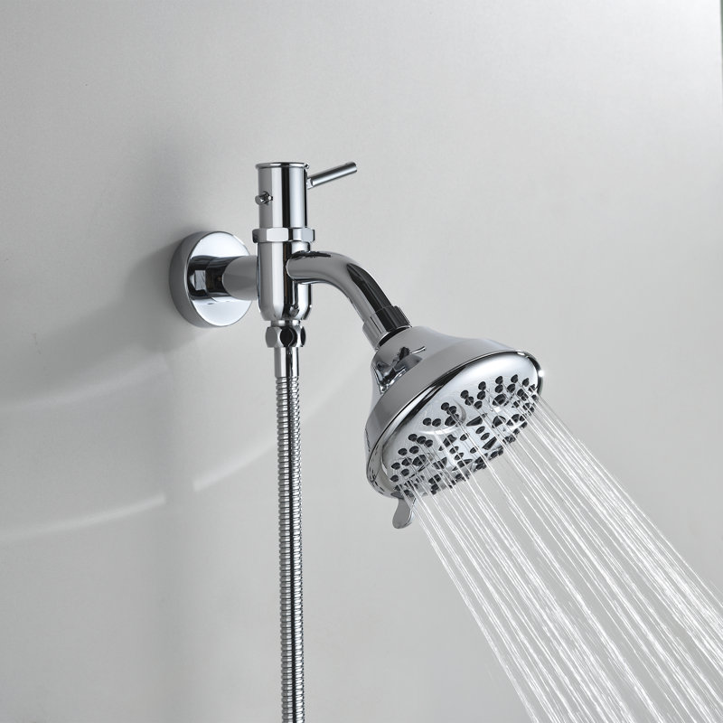 Wall Mounted Round Shower Head Set With Hand Shower And Diverter Valve
